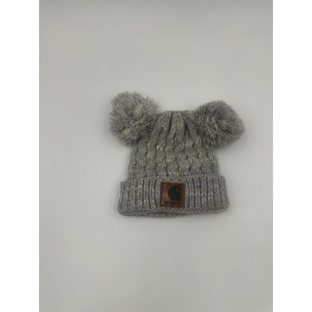 Carhartt Toddler Knitted Beanie 12-18 mo w/ Two Ears Pom Poms Soft and Warm